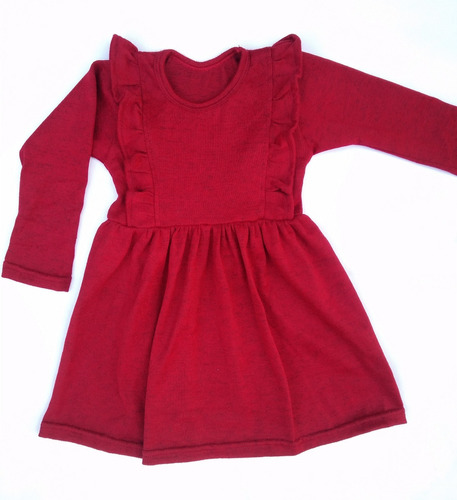 Vestido Tiki Lanilla Roja Niña Infantil Talles 2 Al 12