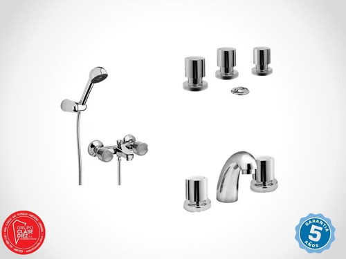 Set Kit Juego Griferia Viva Plus Baños Canillas Bidet Ducha