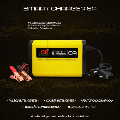 Carregador Bateria 6ah C/ Indicativo Carga Automotivo E Moto