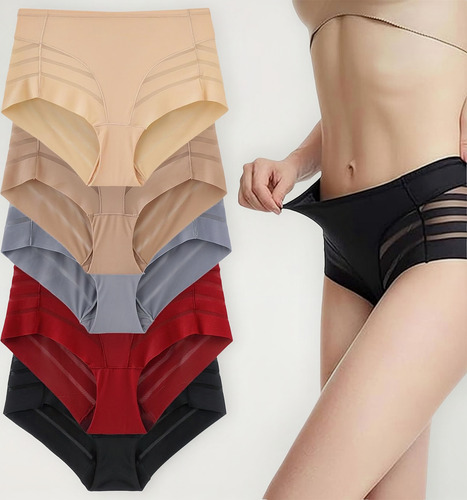 Tanga De Encaje A Rayas, Bragas Malla Transparente A Rayas