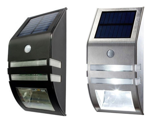 Imagen 3 de 9 de Aplique Led Solar Acero Inoxidable Fotocélula + Sensor 4 + 1