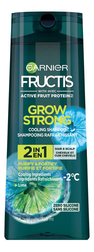  Garnier Fructis Grow Strong Champú Refrescante, 2 En 1 Para