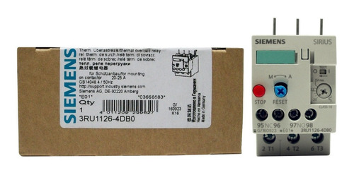 Relé Térmico Bimetalico Siemens 20.0-25.0 Amp 3ru1126-4db0