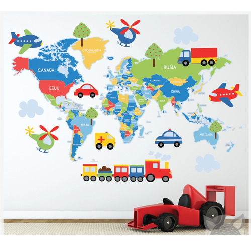 Vinilos Decorativos Infantiles Mapamundi Mapas Mpc