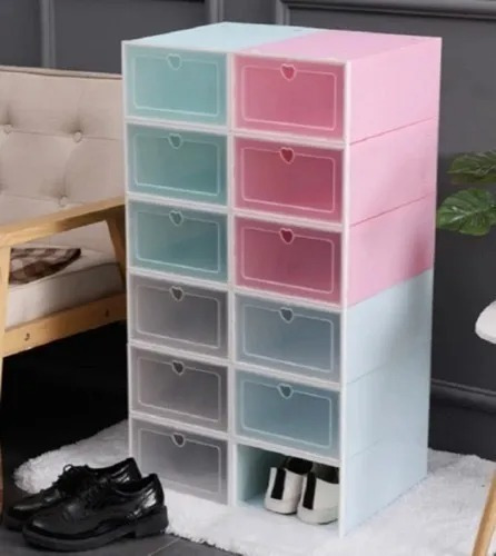 Imagen 2 de 5 de Cajas Organizadoras De Zapatos Cajas Apilables Zapateras X6