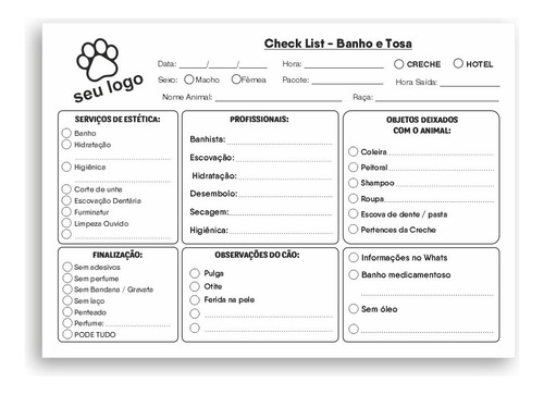 32 Blocos De Check-list Banho & Tosa (2 Modelos, 14,8x21cm)