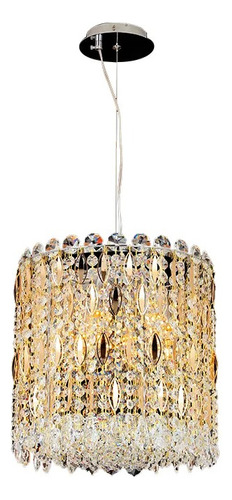 Lustre Pendente Redondo Cristal Sindora Dcd00264 50cm E14 Cor Dourado bivolt