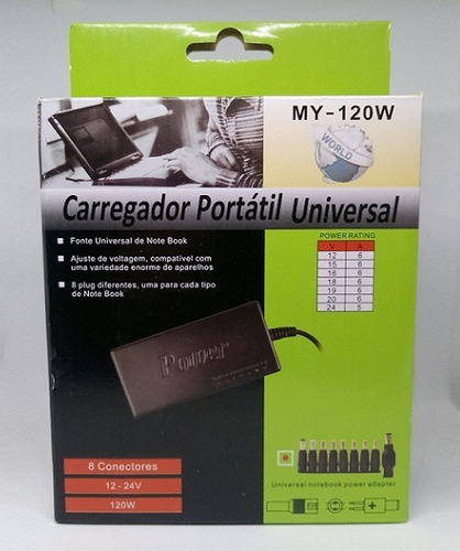 Fonte Carregador Notebook C/adaptador Universal 8 Conectores