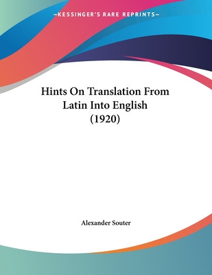 Libro Hints On Translation From Latin Into English (1920)...
