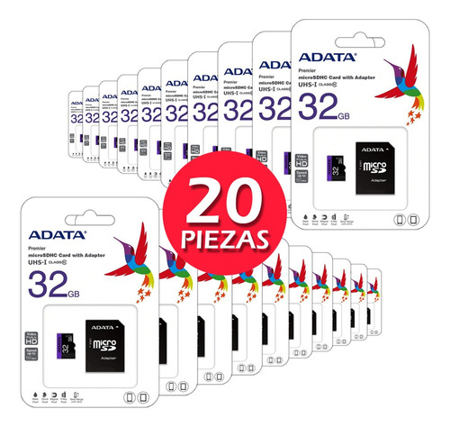 Kit 20 Tarjeta De Memoria Ausdh32guicl10-ra1 32gb Sd Adata