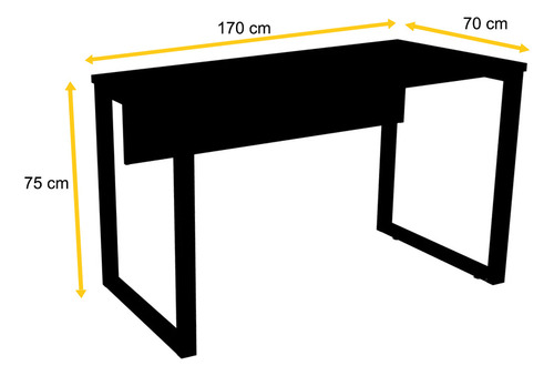 Mesa P/ Escritório 170x70 Pandin P25tub - Preto Preto