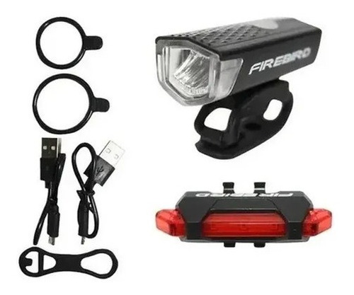 Set Luces Delantera Trasera Recarga Usb Kit Luz Destellador 