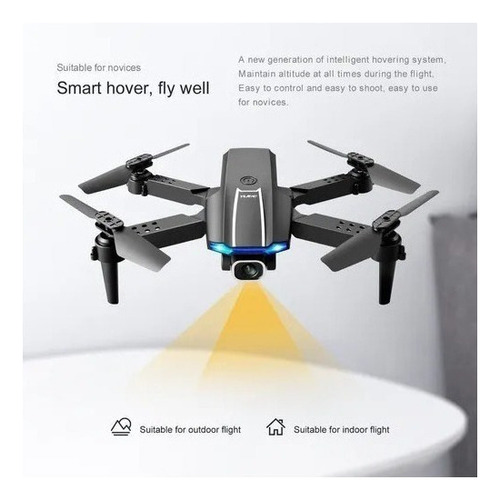 Dron 4k 2 Cámaras Wifi Control Remoto Profesional+2 Batería Color Negro