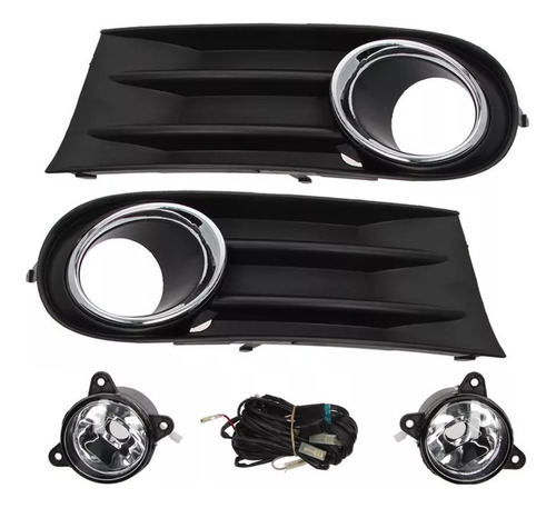 Kit Faros Auxiliares Aro Cromado Vw Gol Trend G5 08/12