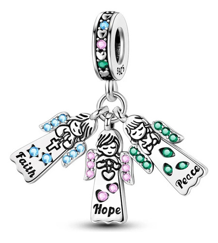 Fe Esperanza Paz Ángel Protección Charms Suerte Plata 925 !!