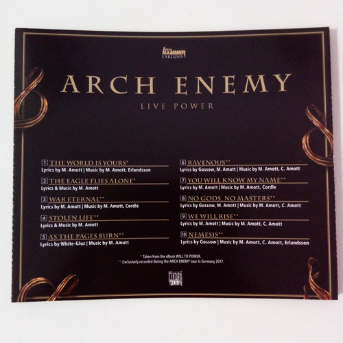 Cd Arch Enemy - Live Power