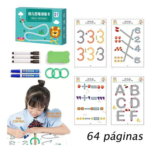 64 Páginas Conjunto De Cadernos Infantis Reutilizáveis