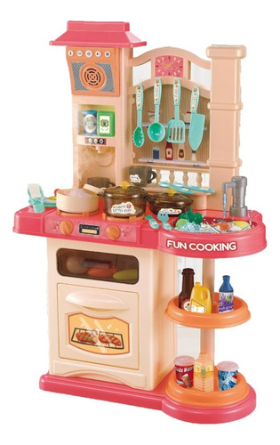 Conjunto Cozinha Infantil Completo Fogão Forno Som Luz 76cm Cor Colorido