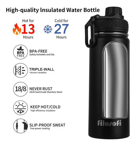 Botella De Agua Deportiva Aislada De Acero Inoxidable Boquil