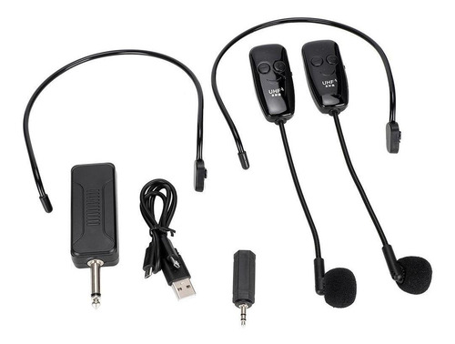 2x Micrófono Inalámbrico Uhf Audífonos De Audio Sistema