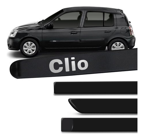 Jogo De Friso Lateral Renault Clio 2013 A 2015 Preto Opaco