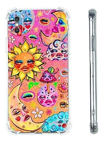 Case Para iPhone X/xs, Diseño De Flores Y Lunas