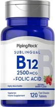 Comprar Vitamina B12 2500 Mcg + Acido Fólico, 120 Tabletas Hecho Usa Sabor S\u002Fn