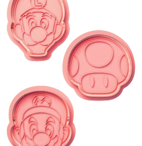 Cortantes Set Mario Bross Luigi X3 Repostería Pasta Cookies