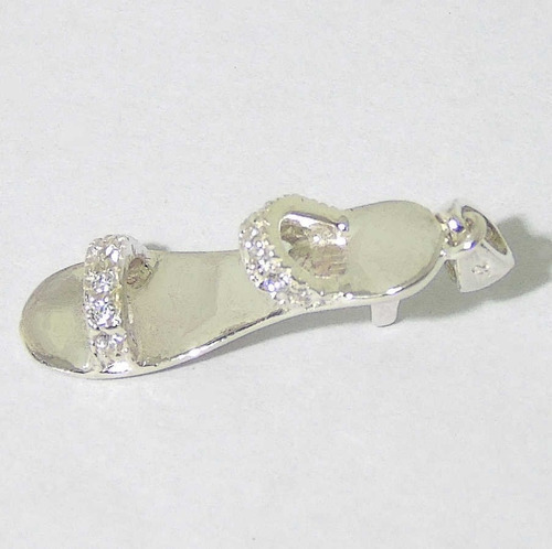 Dije Zapato Sandalia Plata 925 Cubic Zircón Color Plateado