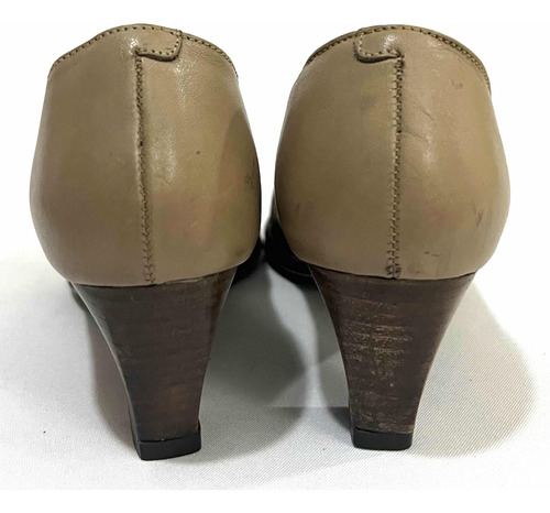 Zapato De Cuero Marca Pollini N*38 Café Claro Usado (Usado)
