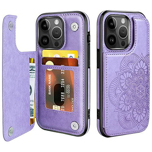 Funda Para iPhone 14 Pro Morado Pu Piel Sintetica