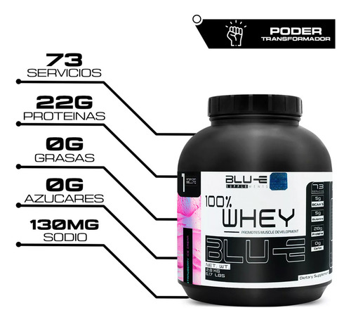 Proteína 100% Whey Ganador Mass Gainer Isolate Blu-e 2.8 Kg Fresa