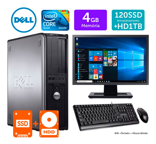 Computador Usado Dell Opt Int C2q 4gb Ddr3 Ssd120+1tb M19w