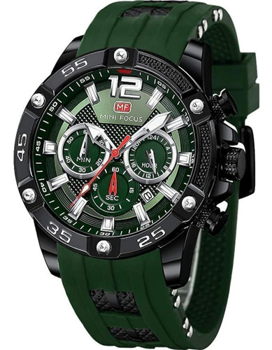 Reloj Hombre Verde Oscuro Silicona Deportivo Resistente 3atm