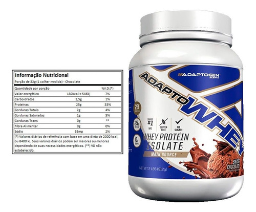 Adaptogen Science Suplemento Em Pó Adapto Whey Proteínas Sabor Swiss Chocolate 912g Em Pote De 912ml
