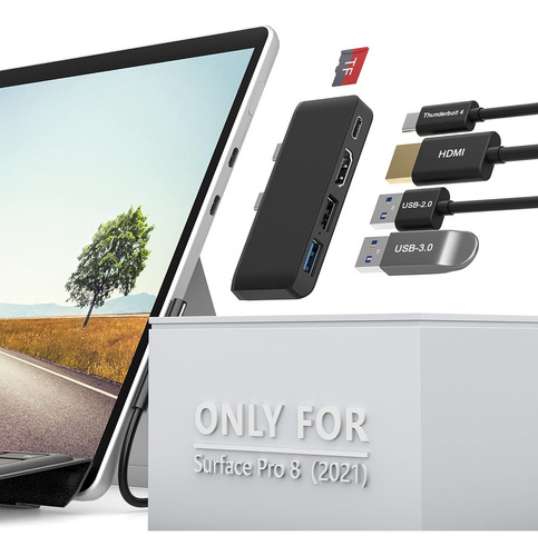 Surface Pro 8 Usb C Hub Adaptador Con 4k Hdmi, Usb-c Thunerb