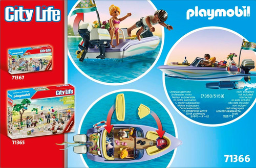 Playmobil Lancha Pareja Agua Accesorios 2 Figuras 68pc 71366 Lancha Pareja
