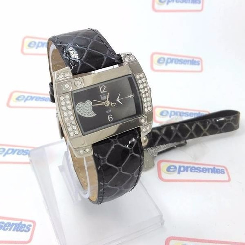 Relógio Feminino Dumont Sw35053p Strass Pulseira Couro