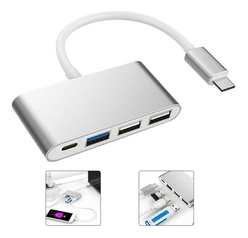Hub Usb-c 4 En 1 A Usb Tipo C + 2 Usb 2.0 + Usb 3.0