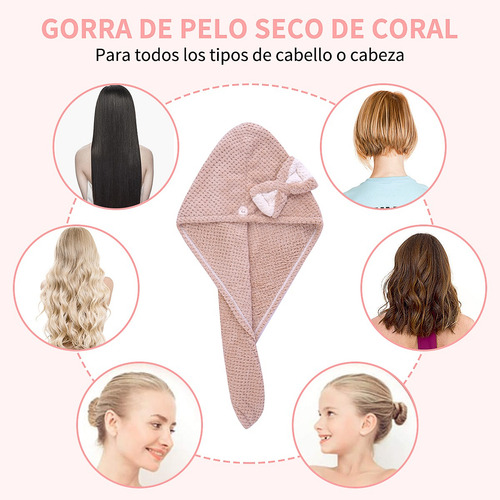 Toalla Microfibra Cabello Secado Rápido Turbante Gorro 3pcs