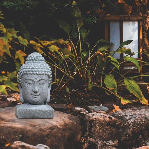 Estatua De Buda De Piedra Arenisca, Adornos De Figuritas