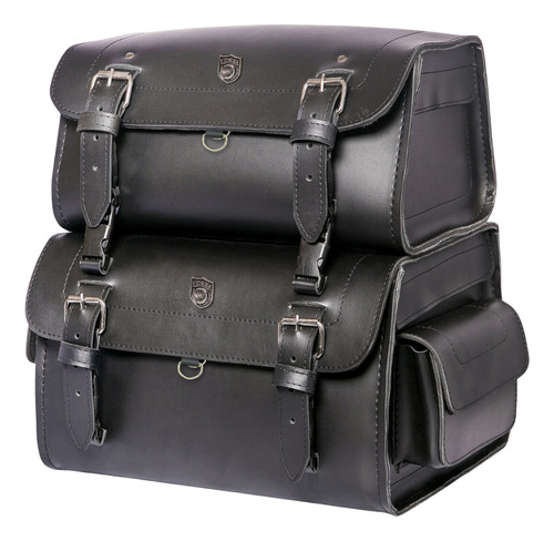 Alforge Traseiro Duplo Moto Custom 85 Litros Liso Cor Preto