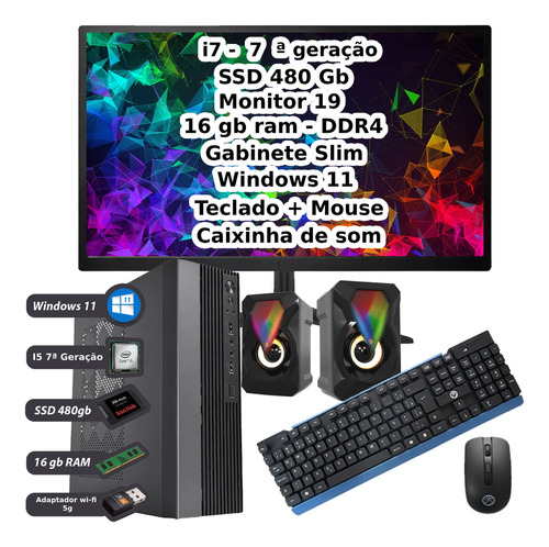 Mini Pc Completo Desktop I7 7a Ssd 480gb 16gb Windows 11