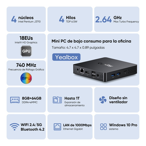 Mini Pc Intel Pentium 4 Núcleos 4 Hilos 8gb Ram 64gb Rom