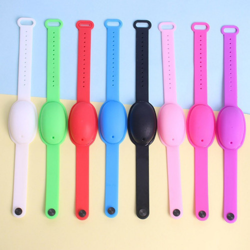 Pulseira Dispenser Álcool Gel Silicone 10ml Seringa Cores Cor Azul