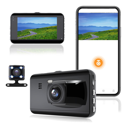 Cámara De Salpicadero De 3 Pulgadas Con Wifi 1296p Fhd Graba