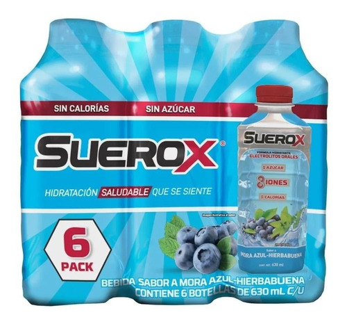 Bebida Hidratante Suerox Sabor Mora Azul 6 Piezas