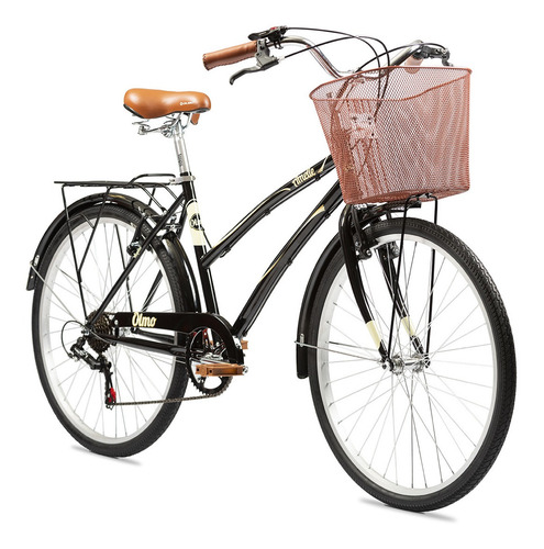 Bicicleta urbana Olmo Amelie Plume Rapide R26 18" 6v frenos v-brakes cambio Shimano Tourney TZ500 color negro con pie de apoyo