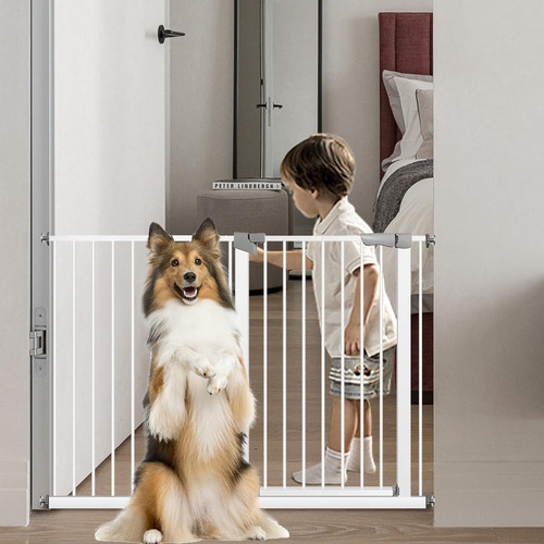 Puerta de seguridad bebes Jeeleko 4009 para interior expandible reja color blanco 153cm-160cm