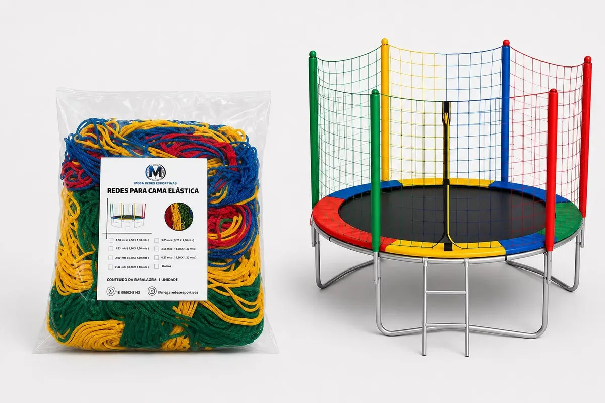 Rede de Proteção para Cama Elástica 3,05m Multicolor com Proteção UV